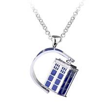 Police Box Necklace Rotating Tardis Vintage Blue Enamel Pendant jewelry for unisex Statement Jewelry 2024 - buy cheap