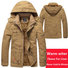 Casaco de lã de inverno para homens, jaqueta espessa, quente, de algodão, parka, casaco de pele falsa com capuz, roupa externa masculina 2024 - compre barato