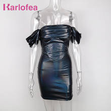 Vestido de festa karlofea sem alças com ombro de fora bodycon, elegante e brilhante, moda feminina, sexy, corpete de celebridade 2024 - compre barato