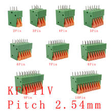 Conector de pés inclinados e retos kf141r kf141v 2.54mm, conector de 2/3/4/5/6/7/8/6/9/10 pinos, bloco de terminais sem fio com mola, 10 peças 2024 - compre barato
