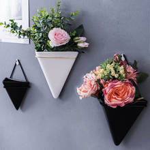 Vaso de cerâmica para plantas, vaso triângulo para pendurar vasos de plantas, decoração para parede, jardim, quintal 2024 - compre barato