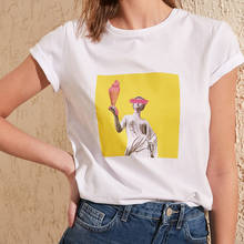 Camisetas femininas gráficas de verão, camisetas da moda, manga hort, impressão, roupas coreanas, brancas, camisetas femininas, top 2024 - compre barato