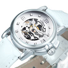 WINNER Fashion Skeleton Watch for Women Automatic Mechanical Ladies Watches Top Brand Luxury Leather Strap relógio feminino New 2024 - buy cheap