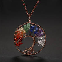 7 Chakra Handmade Tree Of Life Pendant Necklace Copper Crystal Natural Stone Necklace Quartz Stones Pendants Women Jewelry Gift 2024 - buy cheap