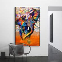 AHPAINTING-Cuadro de Animal para pared, póster impreso, pintura colorida de elefante, decoración del hogar para sala de estar, sin marco 2024 - compra barato