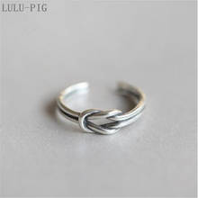 LULU-PIG  Hot New 925 Pure Silver Double Knot Knot Old Ring Opening Anti - Allergic Women  CJZ004 2024 - buy cheap