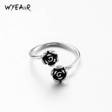 WYEAIIR Retro Flower Simple Student Literature Sweet Art Silver Color Female Resizable Opening Rings 2024 - buy cheap