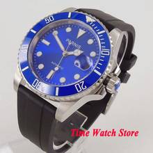 Parnis 40mm Miyota 8215 Automatic men's watch sapphire glass waterproof blue dial luminous  blue ceramic bezel rubber strap 653 2024 - buy cheap