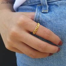 Anillo de cadena de oro con eslabones cubanos, joyería de acero inoxidable para todos los días, anillo apilable atrevido, regalo para ella, anillos minimalistas 2024 - compra barato