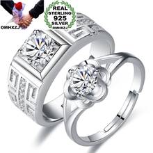 Omhxzj rg73 atacado europeu moda amantes festa de aniversário presente de casamento quadrado flor de ameixa zircon s925 prata esterlina anel 2024 - compre barato