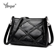 YBYT vintage casual women black knitting leather handbag plaid female famous brand shoulder crossbody messenger bag torba damska 2024 - buy cheap