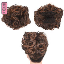 YUNRONG Synthetic Short Wavy Chignon for Women two Plastic Comb Clips Cover Hairpiece Elastic Rubber Band  Bun Hair Accessories 2024 - buy cheap