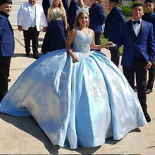 Elegant quinceanera dress Sleeveless sweet 16 dresses blue ball gown girl pageant Gown beaded lace Adult Prom party Dress 2024 - buy cheap