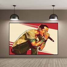 Gx1997 chester bennton rock música cantor estrela cartaz pintura a óleo impressões tela imagem de parede para decoração de casa 2024 - compre barato