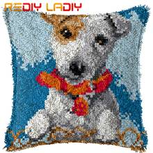 Latch Hook Kits Make Your Own Cushion Puppy Dog Pre-Printed Canvas Crocheted Pillow Case Latch Hook Cushion Cover Hobby & Crafts 2024 - buy cheap