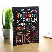 19*26cm grande cor mágica arco-íris scratch papel nota livro preto diy desenho brinquedos raspagem pintura miúdo doodle 2024 - compre barato