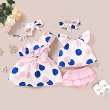 Summer Baby Girl Sleeveless Dot Pattern Print Dress Vest Tops Solid Color Shorts + Headband Sets Children's Clothing 2024 - buy cheap