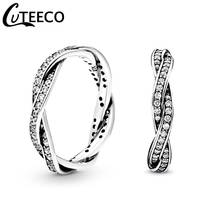 CUTEECO Fashion Ring For Women Classical Twist Cubic Zirconia Wedding Ring Engagement Jewelry Gift Dropshipping 2024 - buy cheap