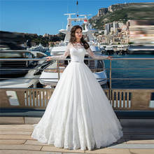 Кружевное бальное платье с длинными рукавами, свадебные платья с кружевной аппликацией, сексуальное платье с открытой спиной, свадебное платье принцессы на заказ 2024 - купить недорого