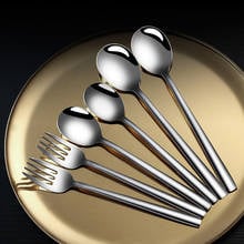 6pcs/set 304 Stainless Steel Spoon Fork Tableware Combination Solid Soup Flat Spoon Coffee Spoon Tableware Bread Fruit Fork 2024 - buy cheap