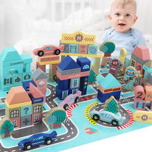 Qiaozhimu-bloques de construcción de coche de carreras para niños, juguete creativo de madera para Educación Temprana, vista de calle, guardería, iluminación 2024 - compra barato