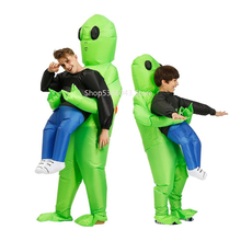 Green ET-Alien Inflatable Monster Cosplay Costume Kid Adult Funny Blow Up Suit Party Dress Halloween Festival Fancy Costumes 2024 - buy cheap