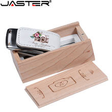 JASTER-unidad flash USB 2,0 con logotipo personalizado, Pendrive de cuero + caja de madera, de 64GB, 32GB, 4GB, 8GB y 16GB, 5 logotipos de colores gratis 2024 - compra barato