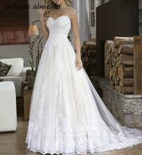 Vestidos de noiva ТРАПЕЦИЕВИДНОЕ кружевное свадебное платье с бисером на тонких бретелях Свадебные платья 2020 платье невесты 2024 - купить недорого