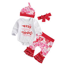 Kawgeett-conjunto de primavera para bebê menina, 0-12m, manga longa, com estampa de coração, calças largas 2024 - compre barato