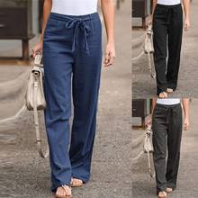 Wide Leg Pants Ladies Trousers Women Summer Casual Solid High Waist Wide Leg Long Straight Pants Loose Pants Drawstring Pants 2024 - buy cheap