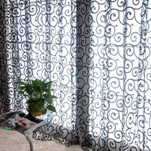 Cortina de tule floral bordado americano para sala de estar transparente voile para quarto cortinas de cozinha tecido cortina 2024 - compre barato