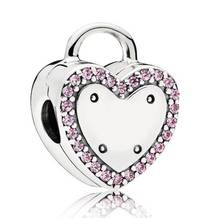 Genuine 925 Sterling Silver Bead Charm Logo Insignia Lock Your Promise Clip Lock Stopper Beads Fit Pandora Bracelet DIY Jewelry 2024 - buy cheap