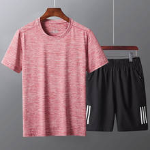 Novo estilo conjunto de esportes dos homens verão de fitness manga curta secagem rápida roupas correndo solto casual roupas esportivas 2024 - compre barato