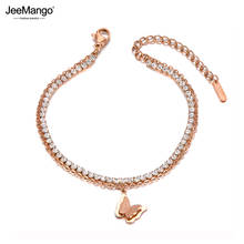 JeeMango Double Layer CZ Crystal Butterfly Charm Animal Bracelet For Women Stainless Steel Bohemia Link & Chain Bracelet JB20006 2024 - buy cheap