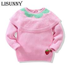 Suéter infantil de algodão tricotado, blusão para meninas de 1 a 6 anos com morangos para primavera, outono e inverno 2021 2024 - compre barato