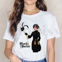 Butler-Camiseta de manga corta para mujer, ropa Harajuku vintage, color negro, Paul Ciel Phantomhive 2024 - compra barato