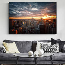 New York City Sunset View Canvas Paintings on The Wall Art Posters and Prints Skyline of Manhattan Wall Pictures Home Decor 2024 - buy cheap