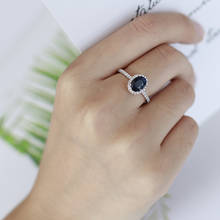 Gem's ballet 925 prata esterlina 1.66ct oval natural azul safira waverly halo anel de noivado para casamento feminino jóias finas 2024 - compre barato