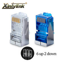 xintylink cat6 rj45 connector ethernet cable plug network 8P8C metal shielded male 8pin modular rj 45 jack terminals blue 50pcs 2024 - buy cheap