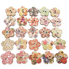 100 peças botões de madeira flor de ameixa estilo pintado roupas diy costura madeira artesanato roupas decoração 2024 - compre barato