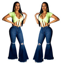 2020 Summer Vintage Female High Waist Flare Ripped Jeans For Woman Plus Size XXL Wide Leg Fat Mom Jeans Denim Skinny Jeans Woman 2024 - buy cheap