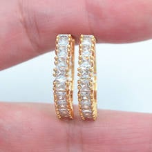 Gold Color Fashion Clear White Cubic Zirconia CZ Huggie Hoop Earrings for Women 2024 - buy cheap