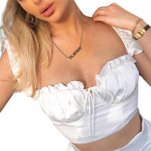Women Summer Milkmaid Crop Tops Tanks Summer White Ruched Bow Slim Camis 2020 Ladies Wide Strap Tees Skinny Femme Camisole S M L 2024 - buy cheap