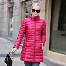 Women Ultra Light Duck Down Coat Long Padded Jacket Slim Winter Warm Coat Stand Collar Down Jacket Parkas Overcoat Plus Size 2024 - buy cheap