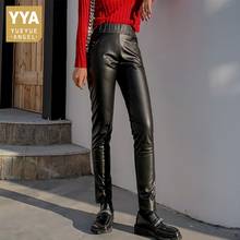 Women Streetwear Genuine Leather Skinny Pants Luxury Elastic High Waist Cowhide Trousers Size 5XL 6XL Office Lady Pencil Pants 2024 - buy cheap