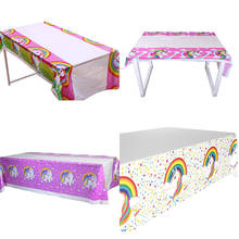 Mantel desechable de unicornio de arcoíris para niños, cubierta de mesa para fiesta de feliz cumpleaños, suministros, 108x180cm 2024 - compra barato