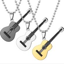 Hot Sale Necklace For Men Women Kid Music Guitar Silver Gold Black Color Cocoes Necklace Pendant Chain Valentine's Day Gifts 2024 - buy cheap