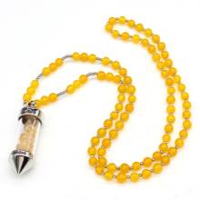 Moderno-Cuentas plateadas naturales de citrinas amarillas de cristal colgante de cadena de perlas collar de cadena de amor joyería 2024 - compra barato