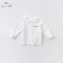 DB14589-1 dave bella/Осенняя футболка с буквенным принтом для маленьких девочек, детские топы, милые модные детские футболки для девочек 2024 - купить недорого