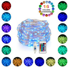 2022 Fairy Garland 16 Colors Changing Led String Light 5/10m Battery Remote Control Christmas Outdoor Decor Party Wedding Lamps 2024 - buy cheap